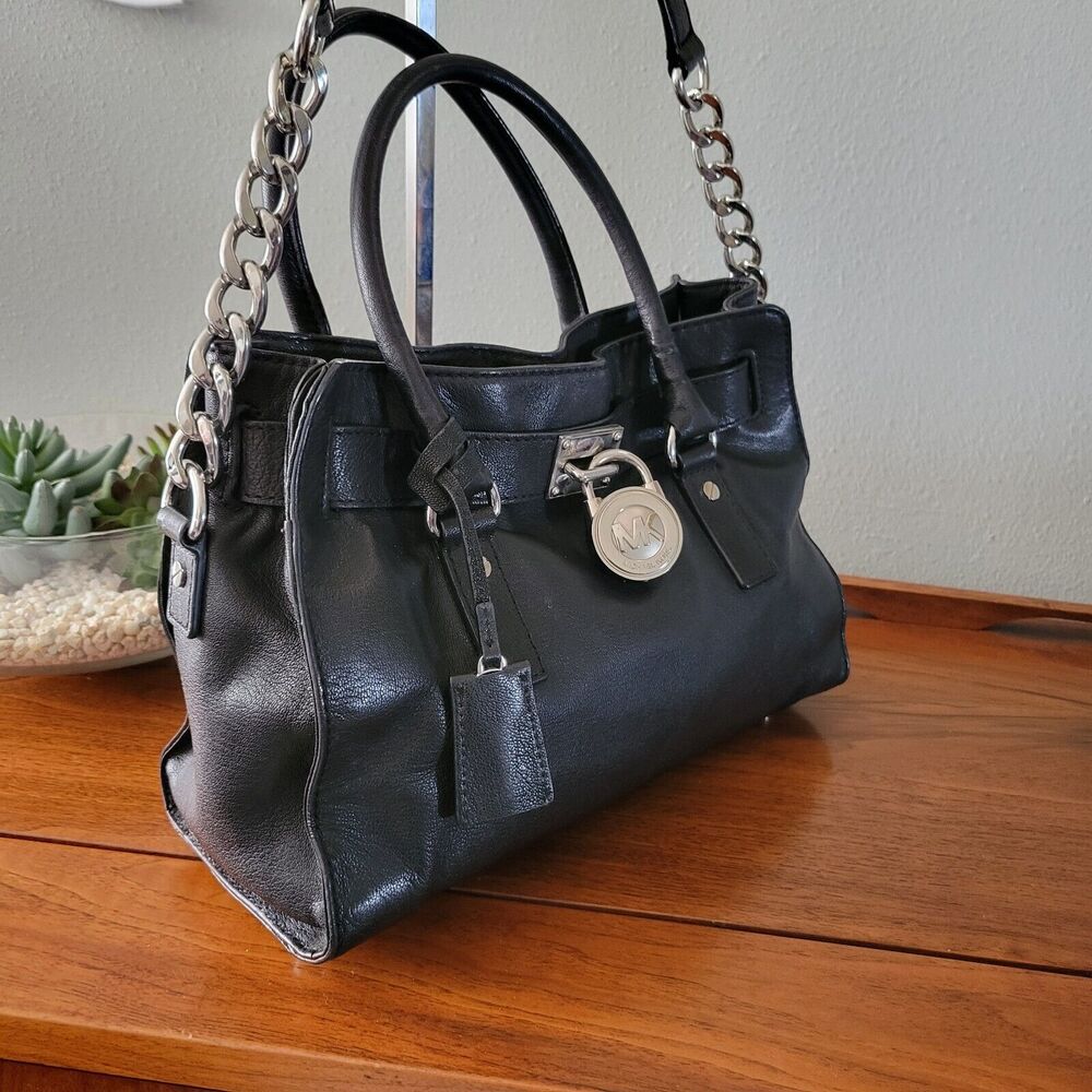 MICHAEL Michael Kors Black Leather East West Hamilton Tote